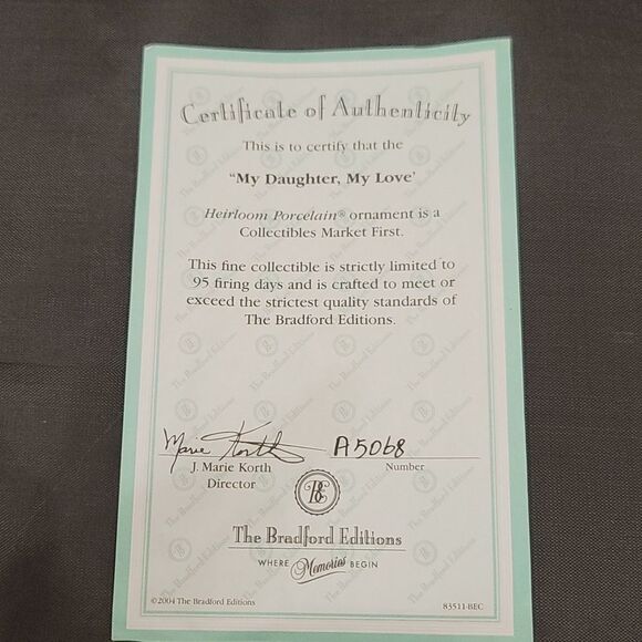 BRAND NEW MY DAUGHTER MY LOVE 2004 HEIRLOOM BRADFORD EXCHANGE PORCELAIN - Picture 10 of 16